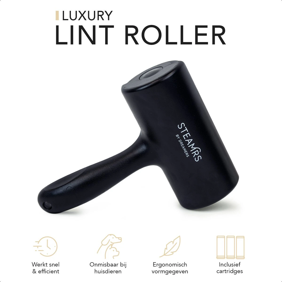 STEAMRS - Luxe Kledingroller - Kleefroller - Plakroller - 3 Rollen - Zwart - Image 2