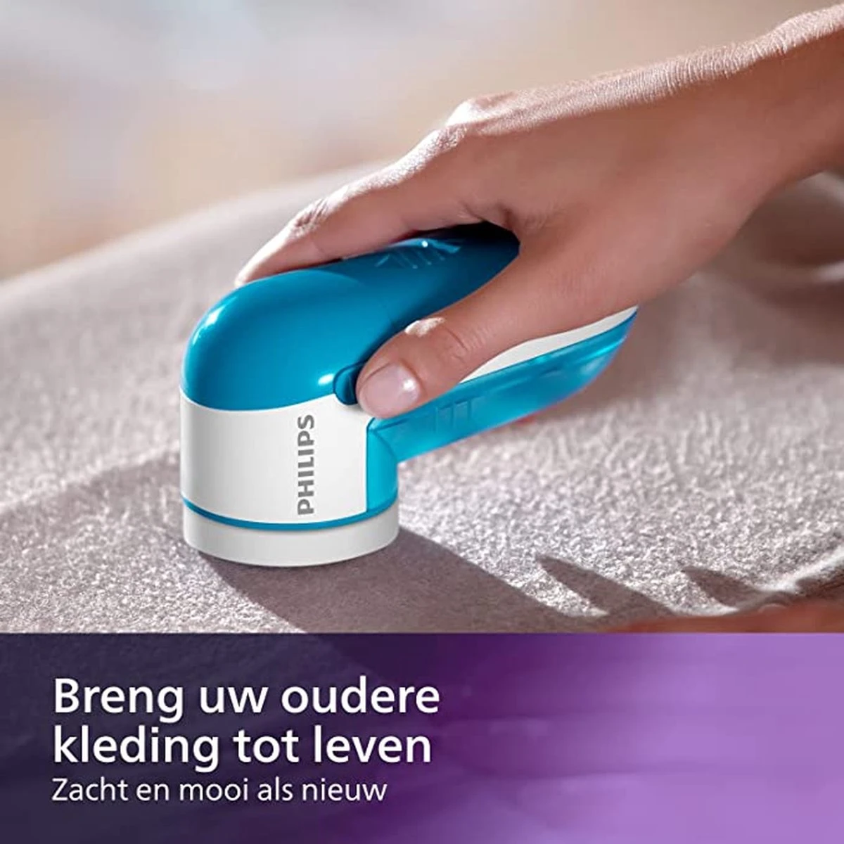 PHILIPS - GC026/00 - Pluizentondeuse - Ontpiller - Pluizenverwijderaar - Ontpluizer - Incl. Batterijen - Lichtblauw - Lichtroze - Image 4