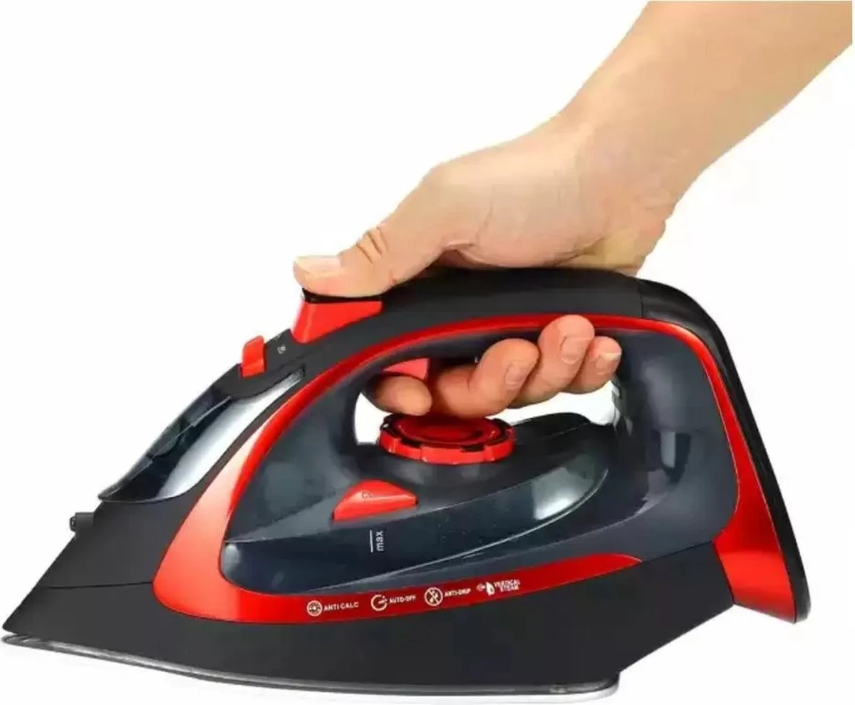 Royalty Line Draadloos Strijkijzer - Krachtig Snoerloos Strijken - Snoerloze Stoomstrijkijzer - Droogstrijkijzer - 2400W - Strijkijzer Met Stoomgenerator - 450ML Watercapaciteit - Rood - Image 3